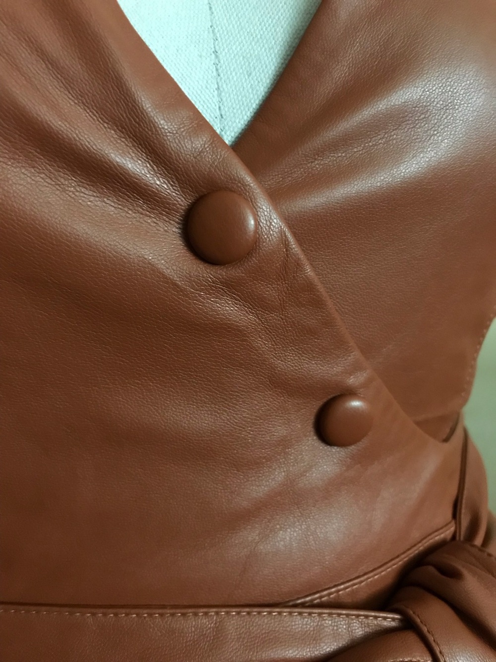 Rust Brown Vegan Leather Tie-Waist Top - Picture 6 of 9